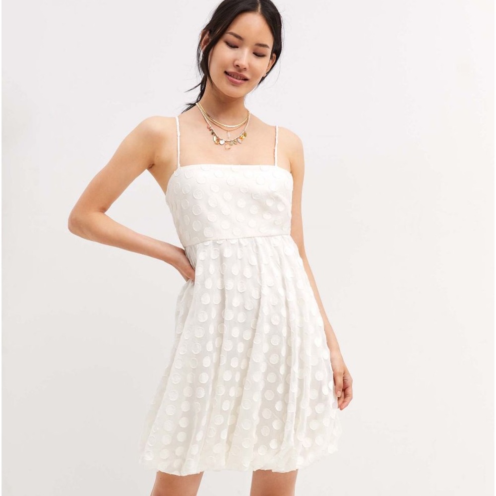 NWT Anthropologie Ivory Sachin & Babi Textured Polka Dot Mini Dress Size 14